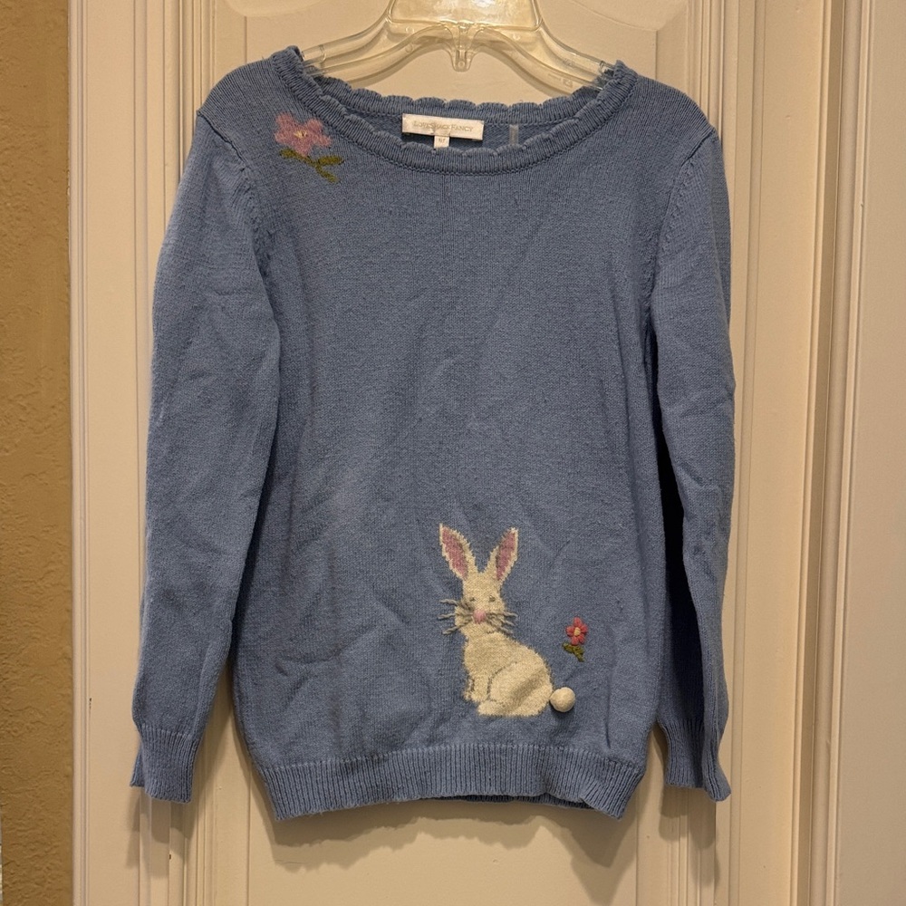LOVESHACKFANCY Blue Sweater with Rabbit Design